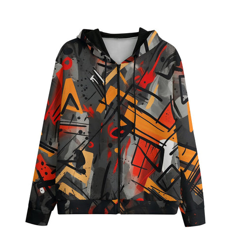 Men's Zip Up Hoodie Brush Abstract Graffiti