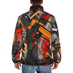 Down-Padded Puffer Jacket Brush Abstract Graffiti