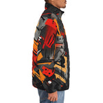 Down-Padded Puffer Jacket Brush Abstract Graffiti