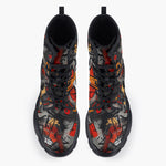 Casual Leather Chunky Boots Brush Abstract Graffiti