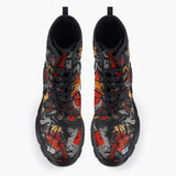 Casual Leather Chunky Boots Brush Abstract Graffiti
