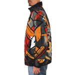Down-Padded Puffer Jacket Brush Abstract Graffiti
