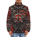 Down-Padded Puffer Jacket Gothic Futurism Artwork