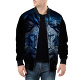 Bomber Jacket Glowing Blue Lion