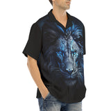 Hawaiian Shirt Glowing Blue Lion