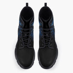 Casual Leather Chunky Boots Glowing Blue Lion