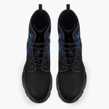 Casual Leather Chunky Boots Glowing Blue Lion