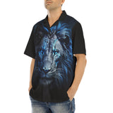 Hawaiian Shirt Glowing Blue Lion