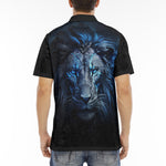 Men's Polo Shirt Glowing Blue Lion