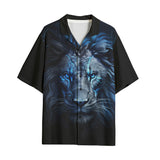 Hawaiian Shirt Glowing Blue Lion