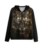 Men's Zip Up Hoodie Tiger Molten Gold