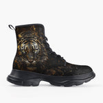 Casual Leather Chunky Boots Tiger Molten Gold