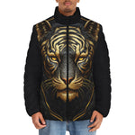 Down-Padded Puffer Jacket Black and Golden Tiger Face