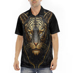 Men's Polo Shirt Black and Golden Tiger Face