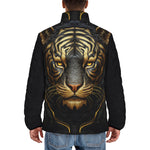 Down-Padded Puffer Jacket Black and Golden Tiger Face