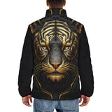 Down-Padded Puffer Jacket Black and Golden Tiger Face