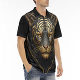 Men's Polo Shirt Black and Golden Tiger Face