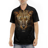 Men's Polo Shirt Golden Leopard Print