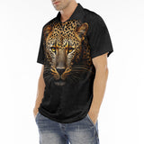 Men's Polo Shirt Golden Leopard Print