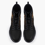 Casual Leather Chunky Boots Golden Leopard Print