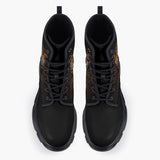 Casual Leather Chunky Boots Golden Leopard Print