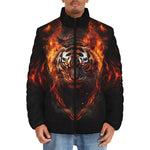 Down-Padded Puffer Jacket Tiger with Flames