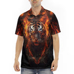 Men's Polo Shirt Tiger with Flames