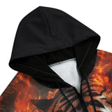 Men's Zip Up Hoodie Tiger with Flames