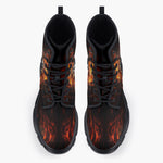 Casual Leather Chunky Boots Tiger with Flames