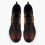 Casual Leather Chunky Boots Tiger with Flames