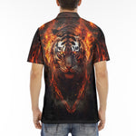 Men's Polo Shirt Tiger with Flames