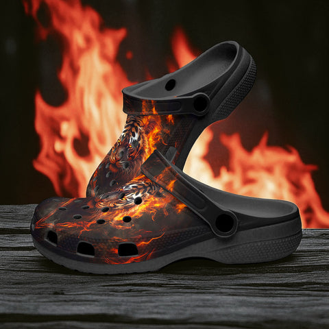 Classic Clogs Tiger with Flames