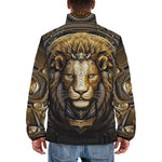 Down-Padded Puffer Jacket Lion Face in Steampunk Style
