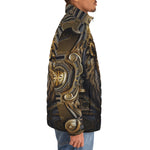 Down-Padded Puffer Jacket Lion Face in Steampunk Style