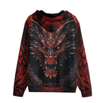 Men's Zip Up Hoodie Dragon with Red Eyes