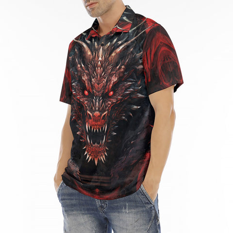 Men's Polo Shirt Dragon with Red Eyes