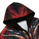 Men's Zip Up Hoodie Dragon with Red Eyes