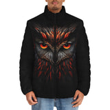 Down-Padded Puffer Jacket Black Red Owl Head