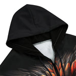 Men's Zip Up Hoodie Black Red Owl Head