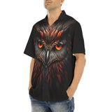 Hawaiian Shirt Black Red Owl Head