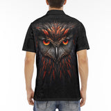 Men's Polo Shirt Black Red Owl Head