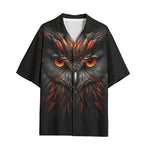 Hawaiian Shirt Black Red Owl Head