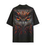 Hawaiian Shirt Black Red Owl Head