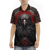 Men's Polo Shirt Raven Black and Red Metal Art