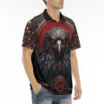 Men's Polo Shirt Raven Black and Red Metal Art