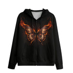 Men's Zip Up Hoodie Fire Butterfly