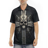 Men's Polo Shirt Skull with Cross