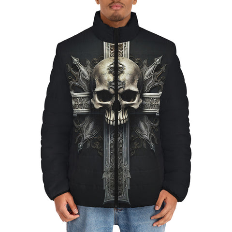 Down-Padded Puffer Jacket Skull with Cross