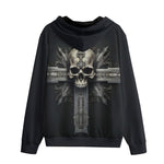 Men's Zip Up Hoodie Skull with Cross