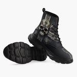 Casual Leather Chunky Boots Skull with Cross